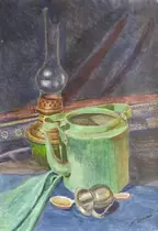 Натюрморт с зеленым чайником