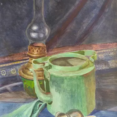 Натюрморт с зеленым чайником