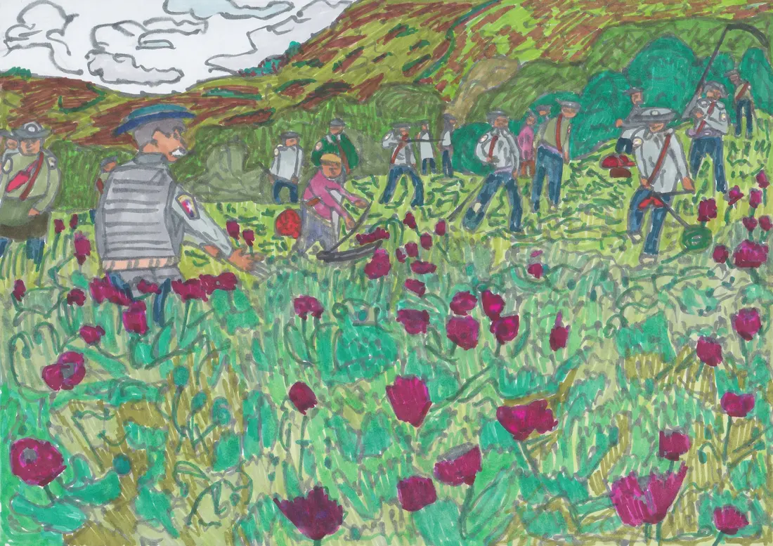 -Газонокосильщики за упорным трудом