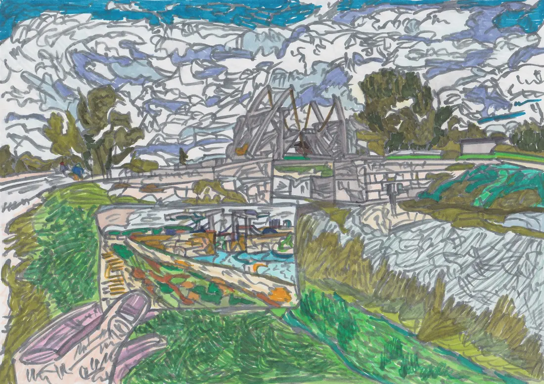 -Пляж половинки персика