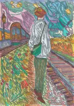 -A ticket for the fast going train in a wild plain